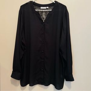 Susan Graver Plus Size Blouse with Lace Detail